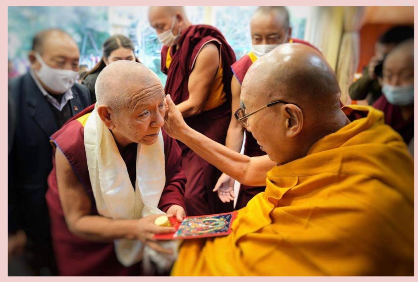 Geshe Pema Dorjee with His Holiness the Dalai Lama